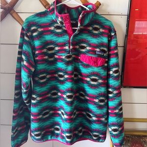 Patagonia SYNCHILLA Fleece Aztec Allover Wild Desert Print Pullover Women’s XL